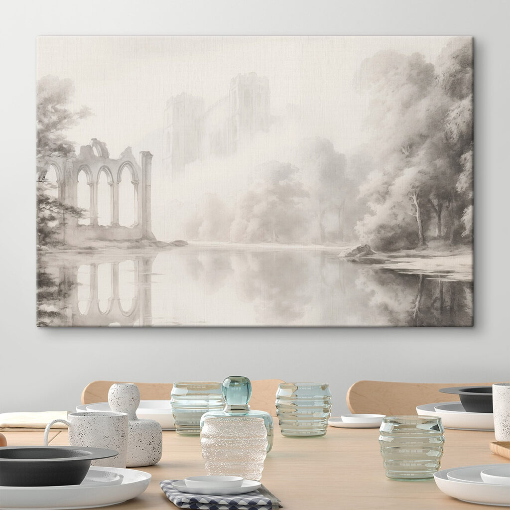 Water body with a castle in the background