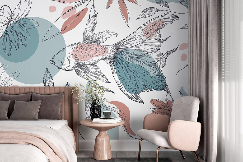 Fish and plants with circles and dots Fish and plants with circles and dots