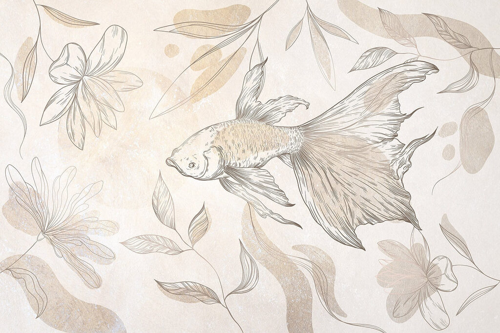 Elegant fish among floral designs Elegant fish among floral designs