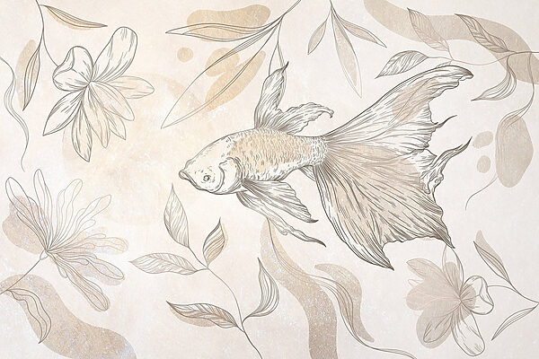 Elegant fish among floral designs Elegant fish among floral designs