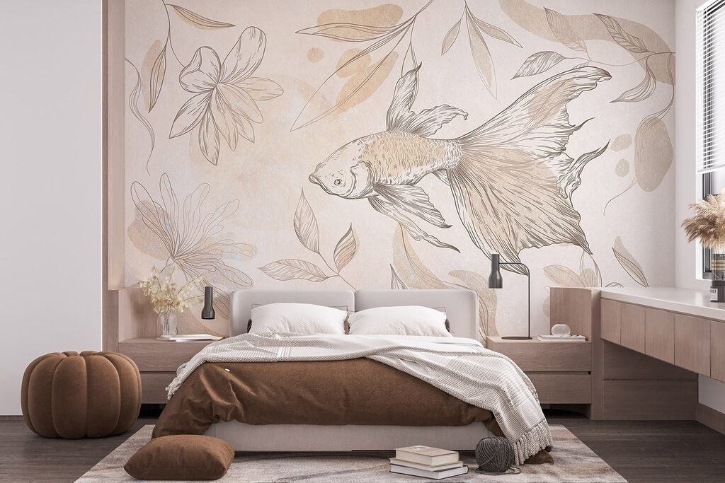 Elegant fish among floral designs Elegant fish among floral designs