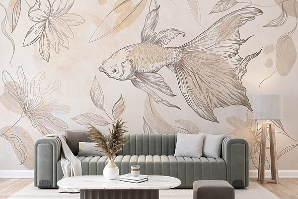 Elegant fish among floral designs Elegant fish among floral designs