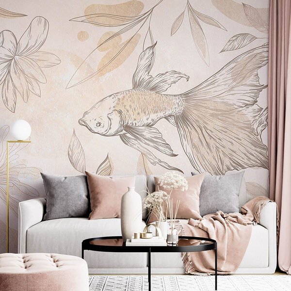 Elegant fish among floral designs Elegant fish among floral designs