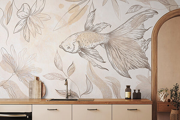 Elegant fish among floral designs Elegant fish among floral designs