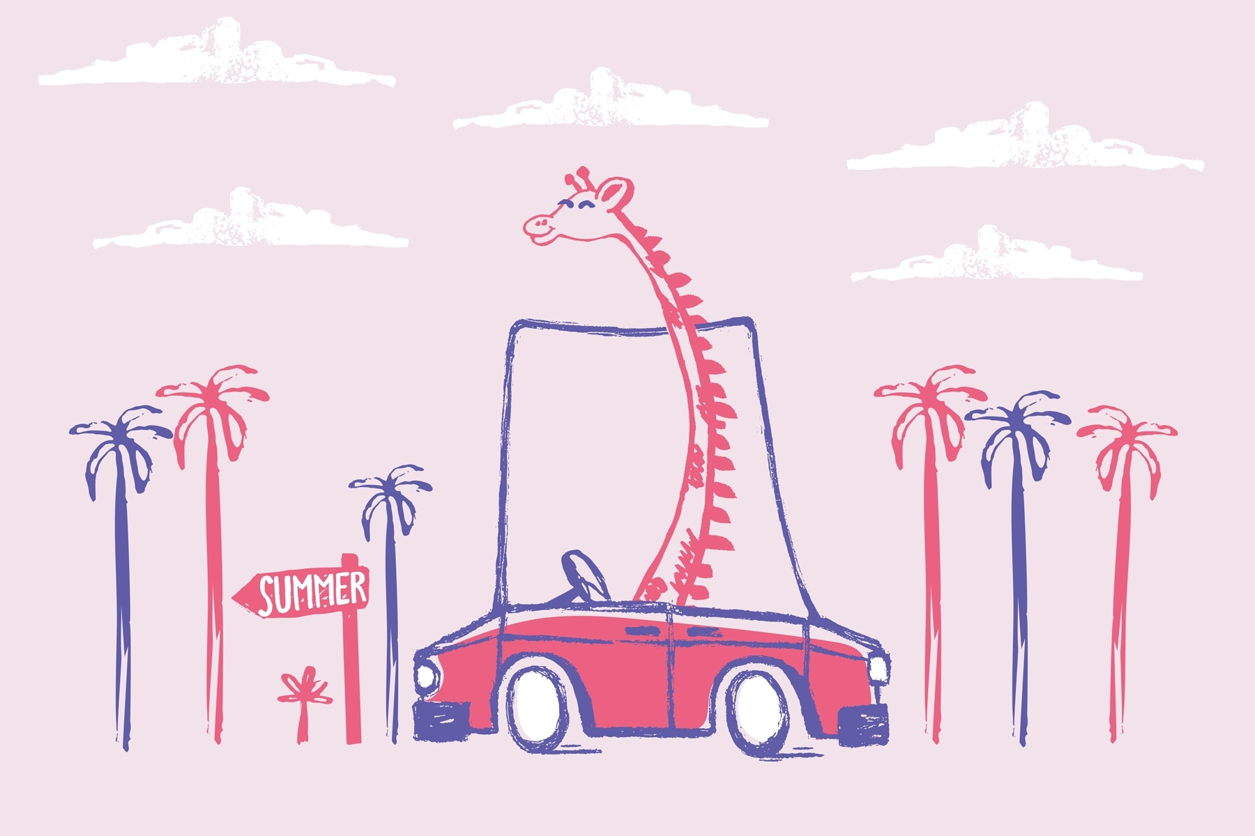 Giraffe in a car
