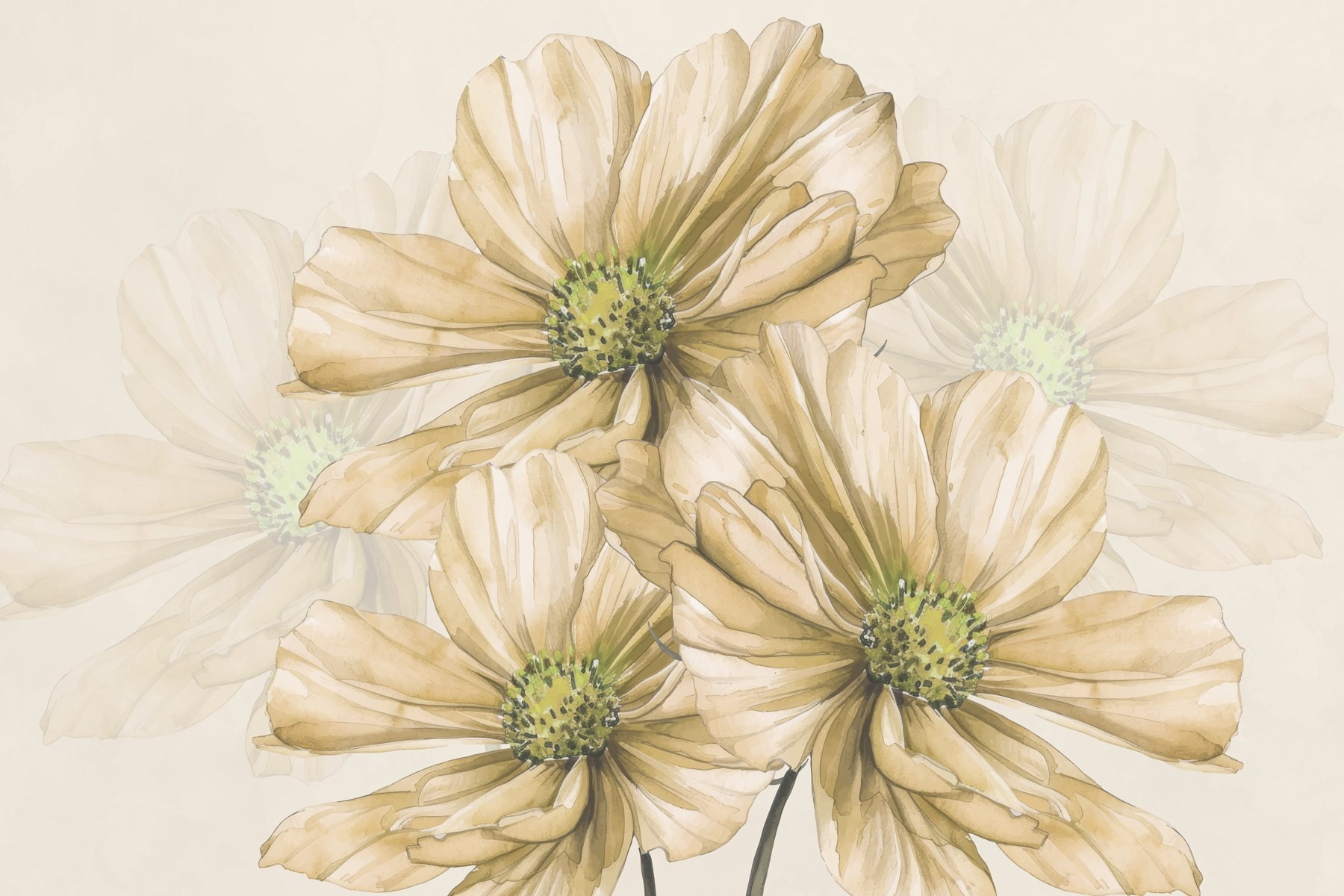 Group of flowers with green center Group of flowers with green center