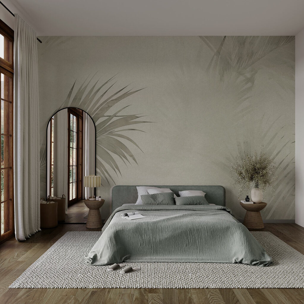 Soft palm leaves on a muted background Soft palm leaves on a muted background