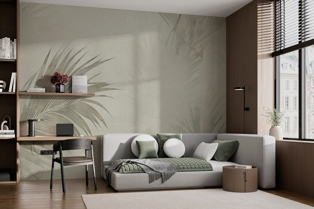 Soft palm leaves on a muted background Soft palm leaves on a muted background