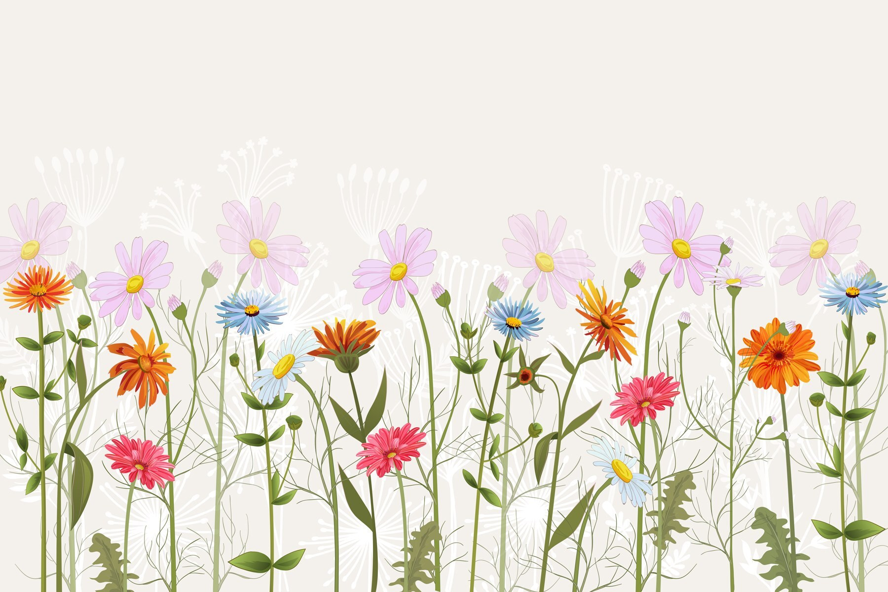 Row of colorful flowers