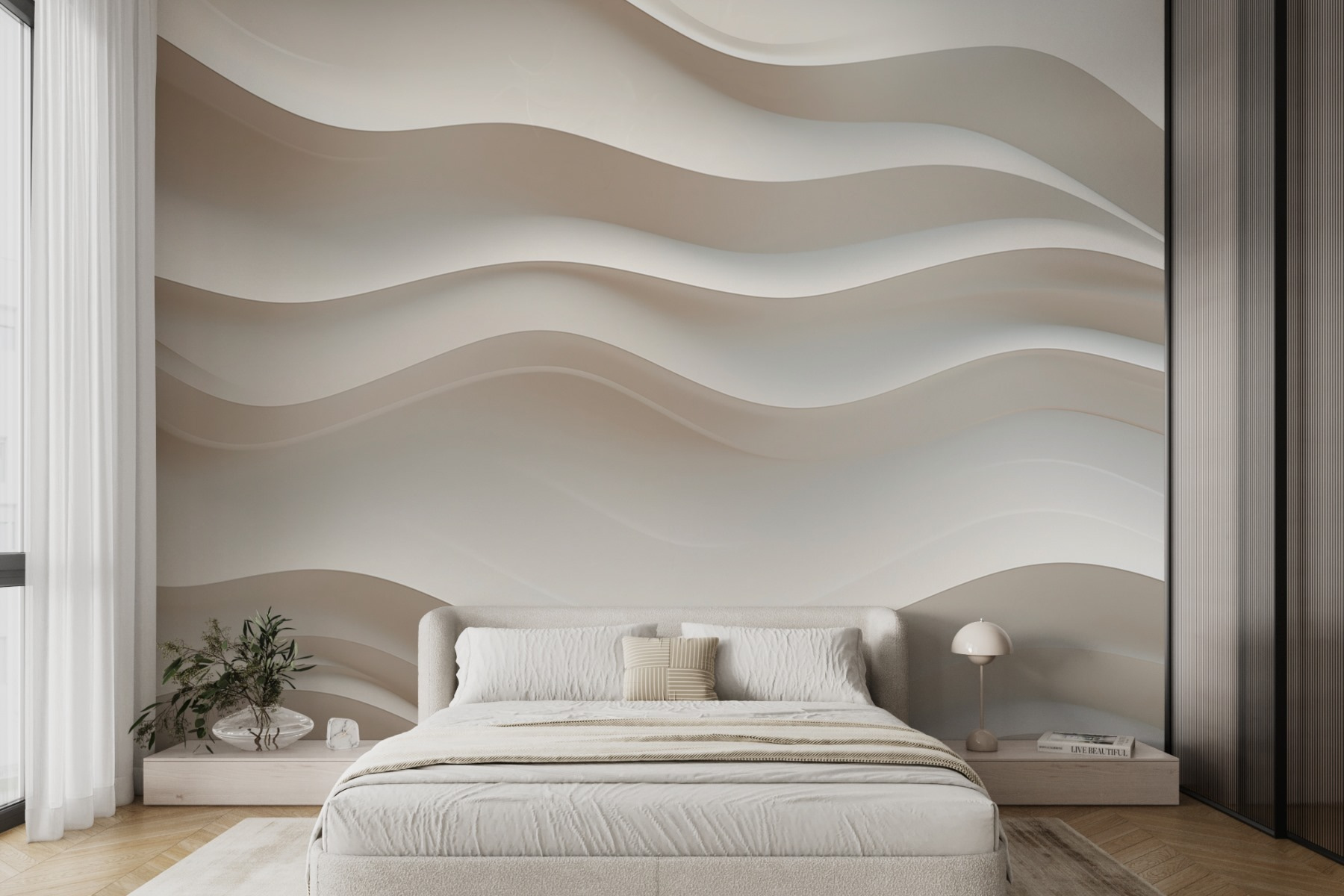 White wall with wavy lines