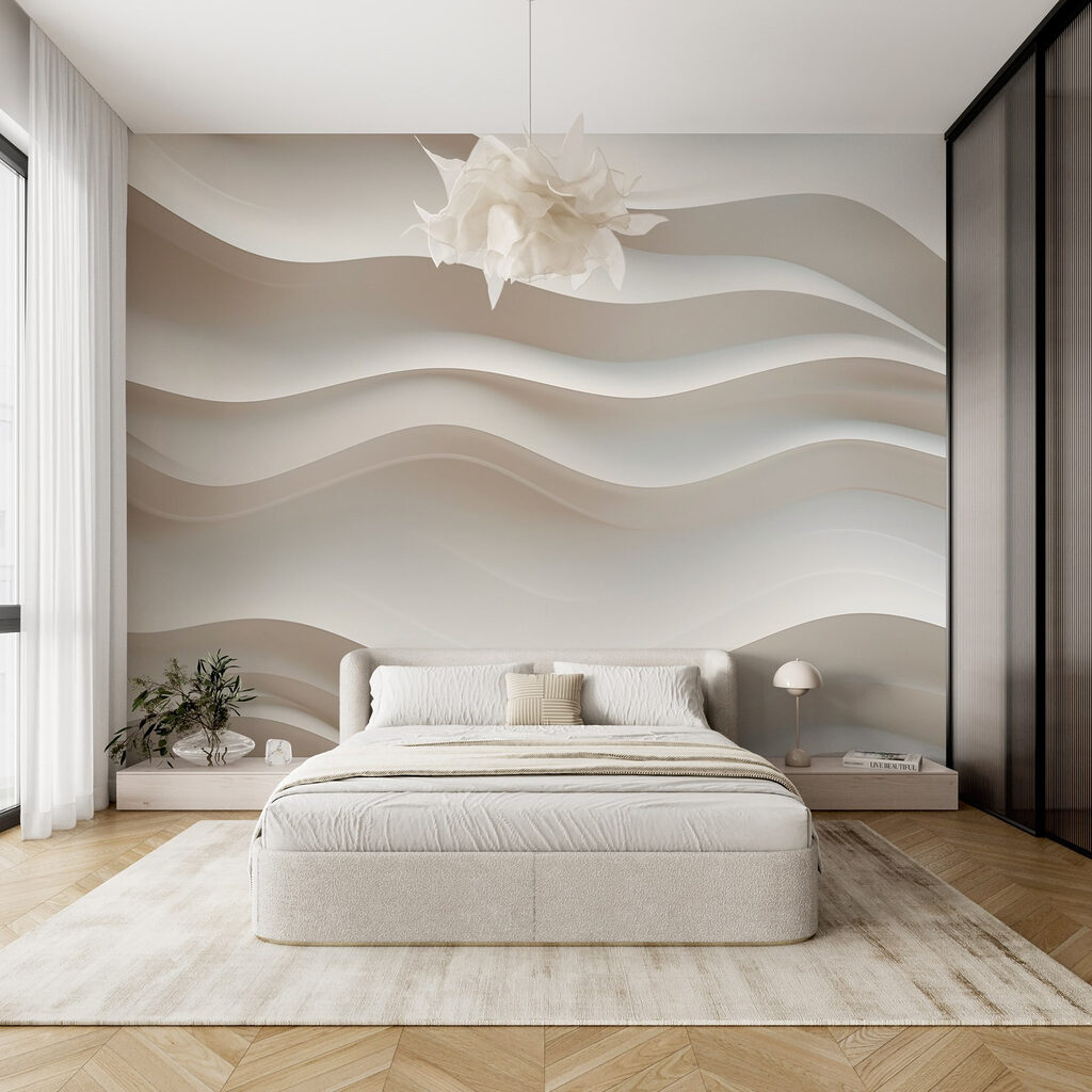 White wall with wavy lines