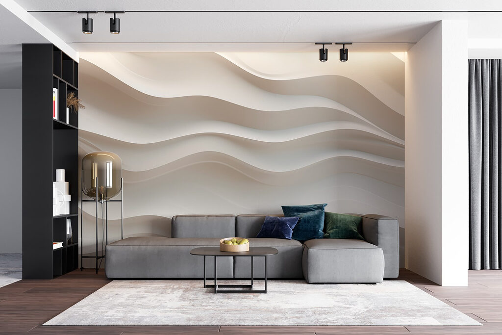 White wall with wavy lines