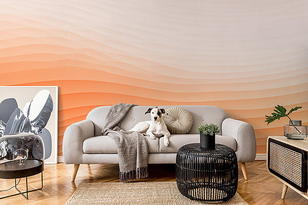 Fototapety Fototapety Biele a oranžové vlnovky (Katalógové číslo: w08943)