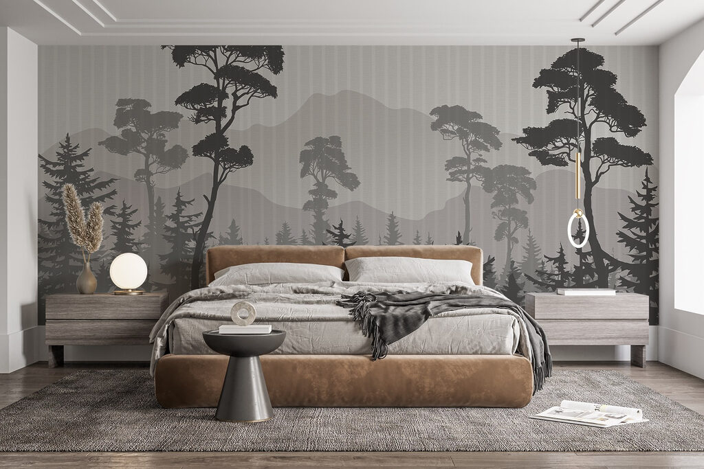 Landscape of trees and mountains Landscape of trees and mountains