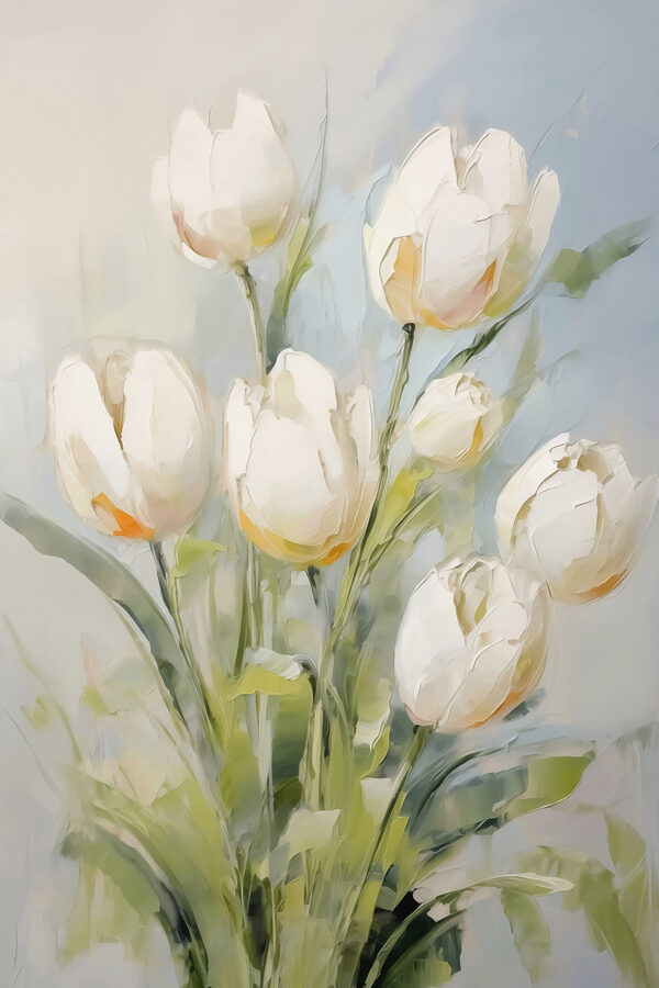 Maľovanie bielych tulipánov Maľovanie bielych tulipánov