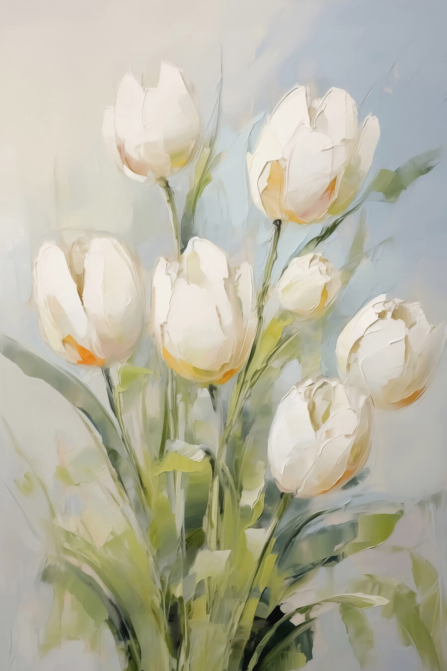 Maľovanie bielych tulipánov