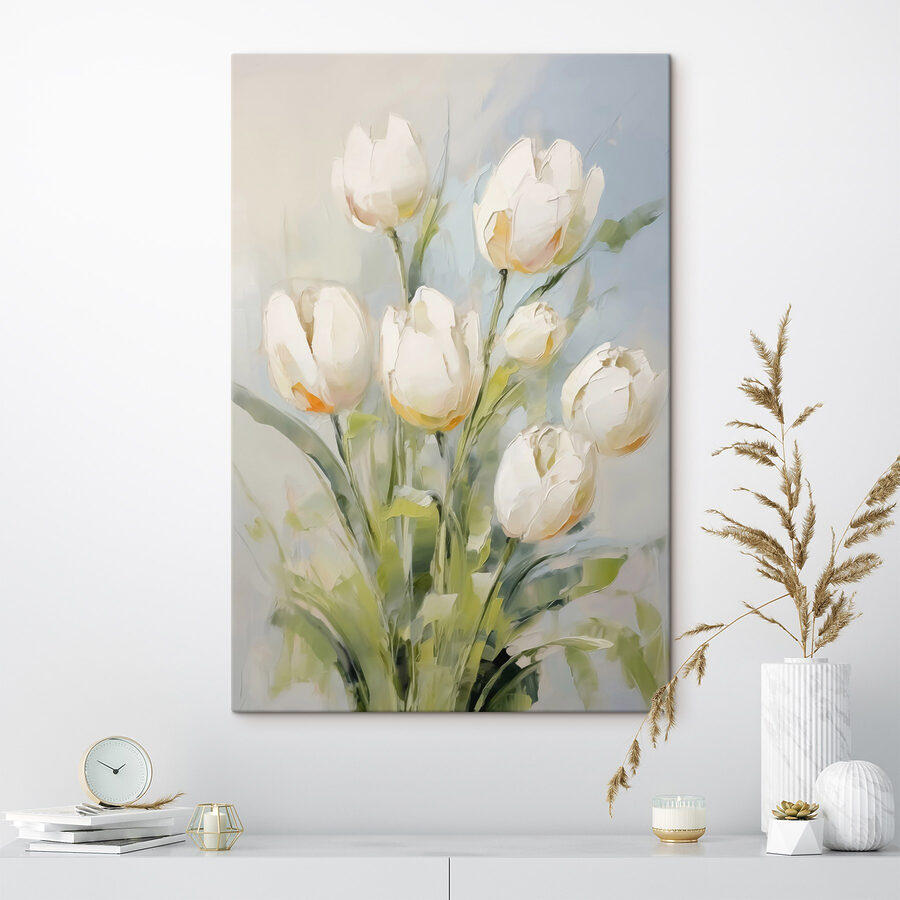 Maľovanie bielych tulipánov