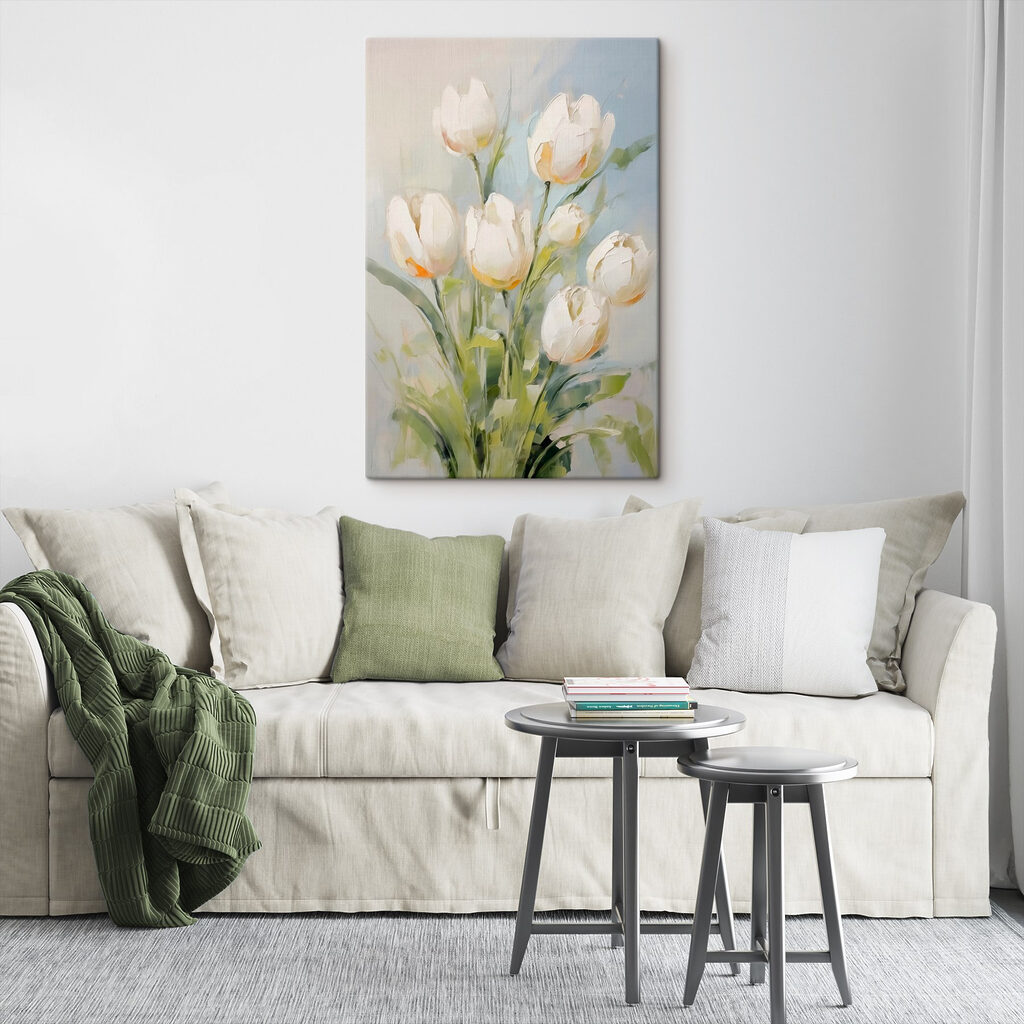 Painting of white tulips