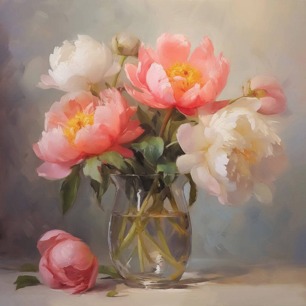 Painting of flowers in a vase