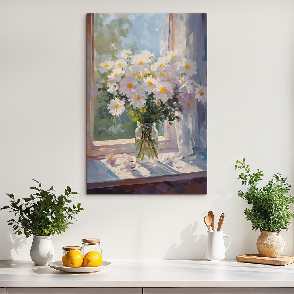 Painting of flowers in a glass jar Painting of flowers in a glass jar