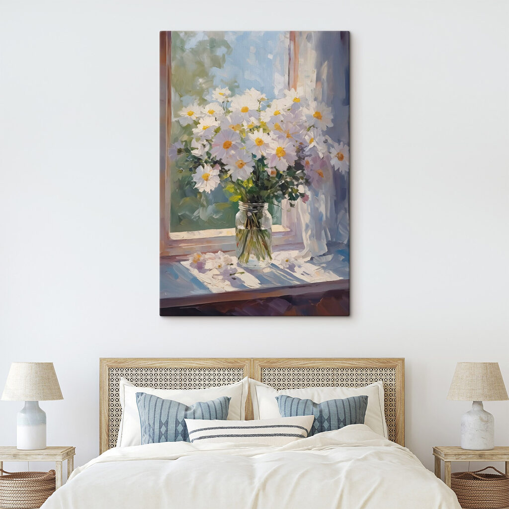 Painting of flowers in a glass jar Painting of flowers in a glass jar