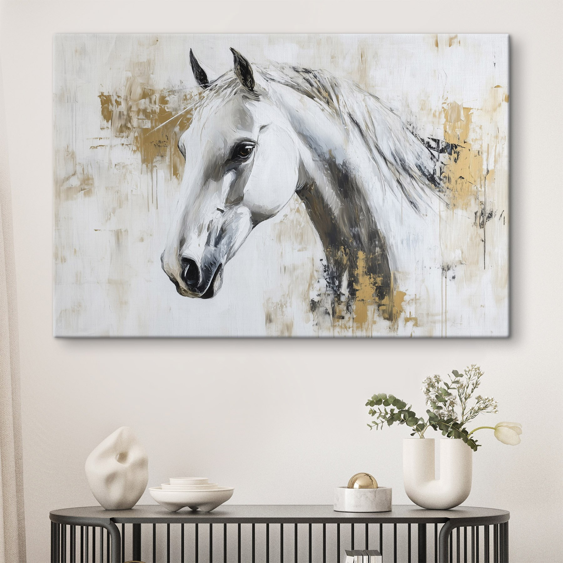 Painting of a white horse Painting of a white horse