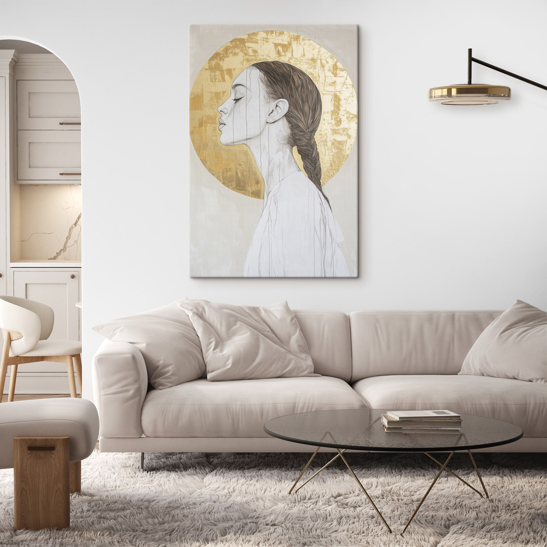 Elegant profile against a circular backdrop Elegant profile against a circular backdrop