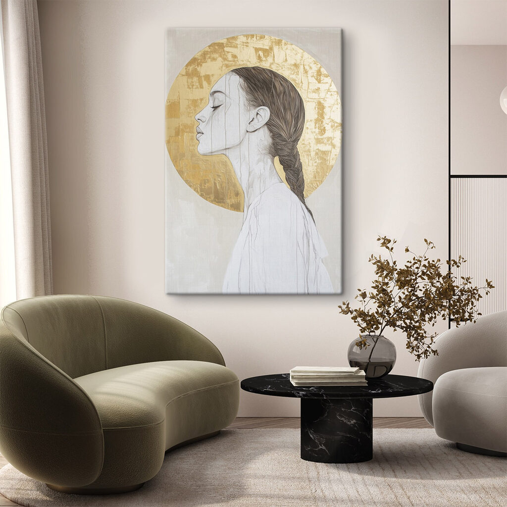 Elegant profile against a circular backdrop Elegant profile against a circular backdrop