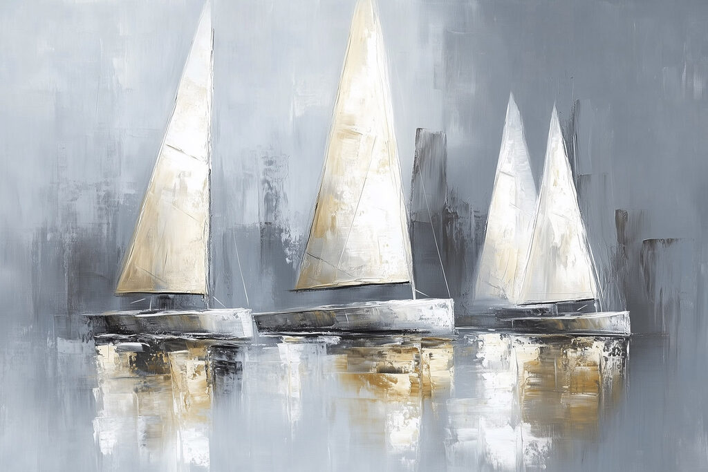 Painting of sailboats on water