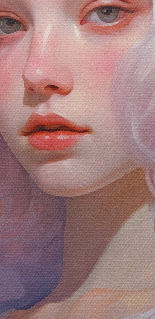 Woman with pink hair and pink flowers Woman with pink hair and pink flowers