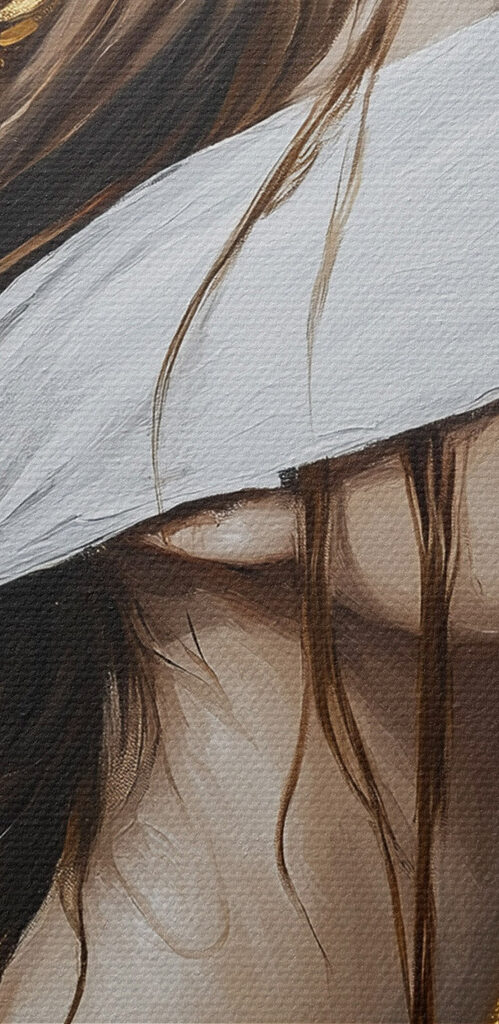 Painting of a woman with a blindfold