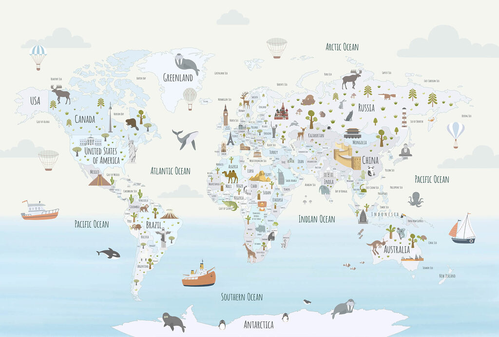 Mapa sveta s rôznymi zvieratami Mapa sveta s rôznymi zvieratami