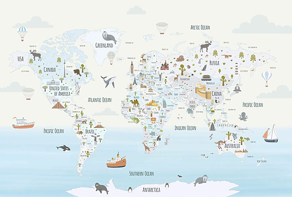 Mapa sveta s rôznymi zvieratami Mapa sveta s rôznymi zvieratami