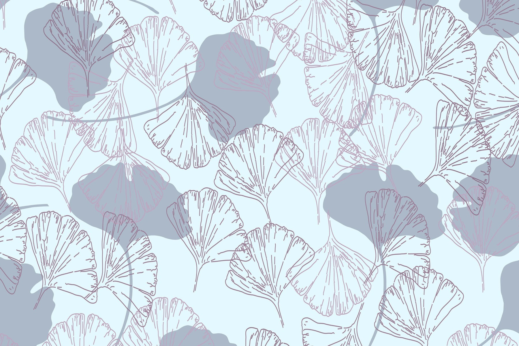 Pattern of leaves on a light blue background