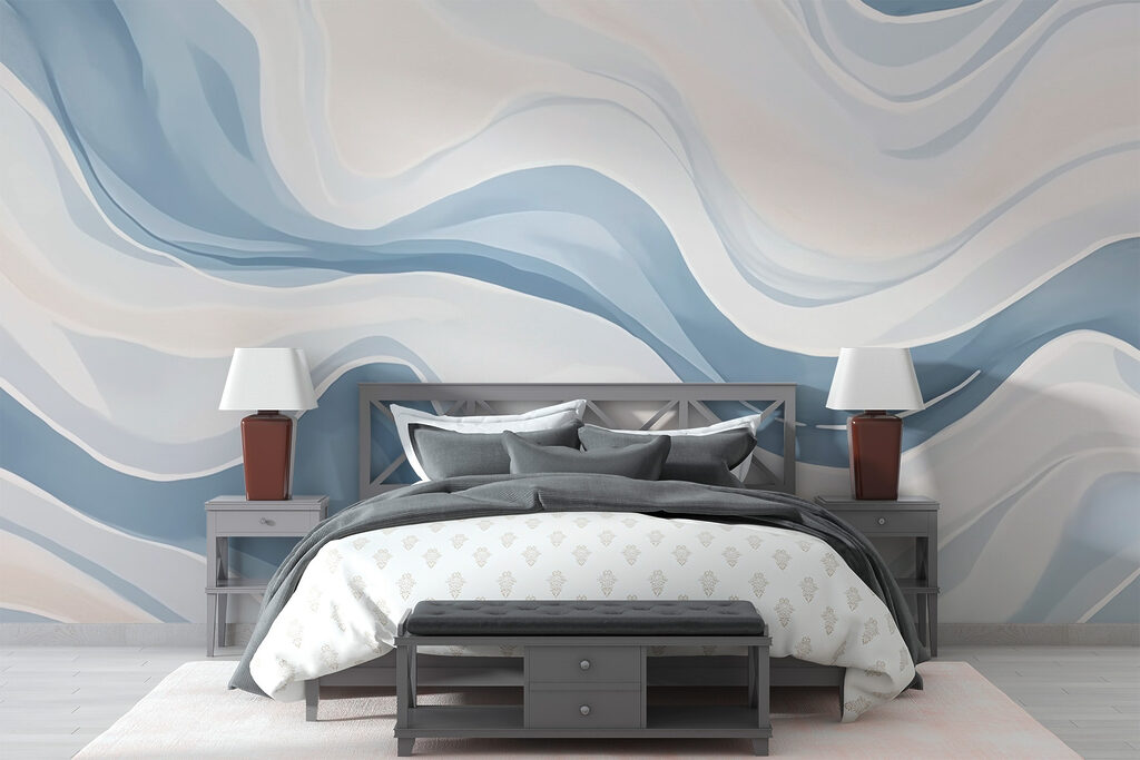 White and blue wavy pattern