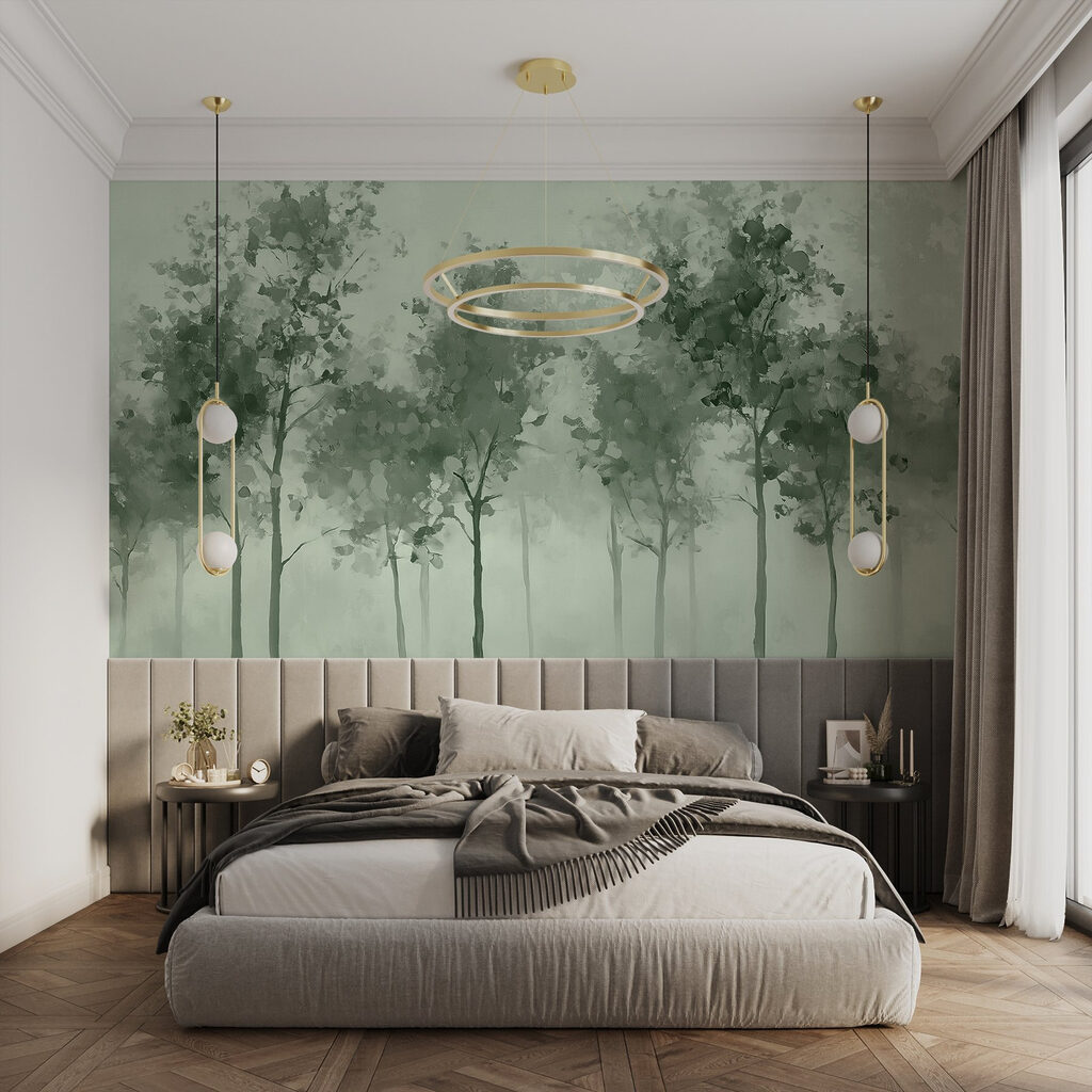 Group of trees in fog Group of trees in fog