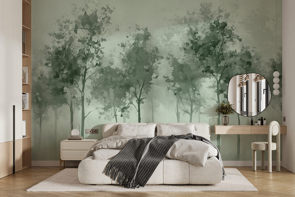 Group of trees in fog Group of trees in fog