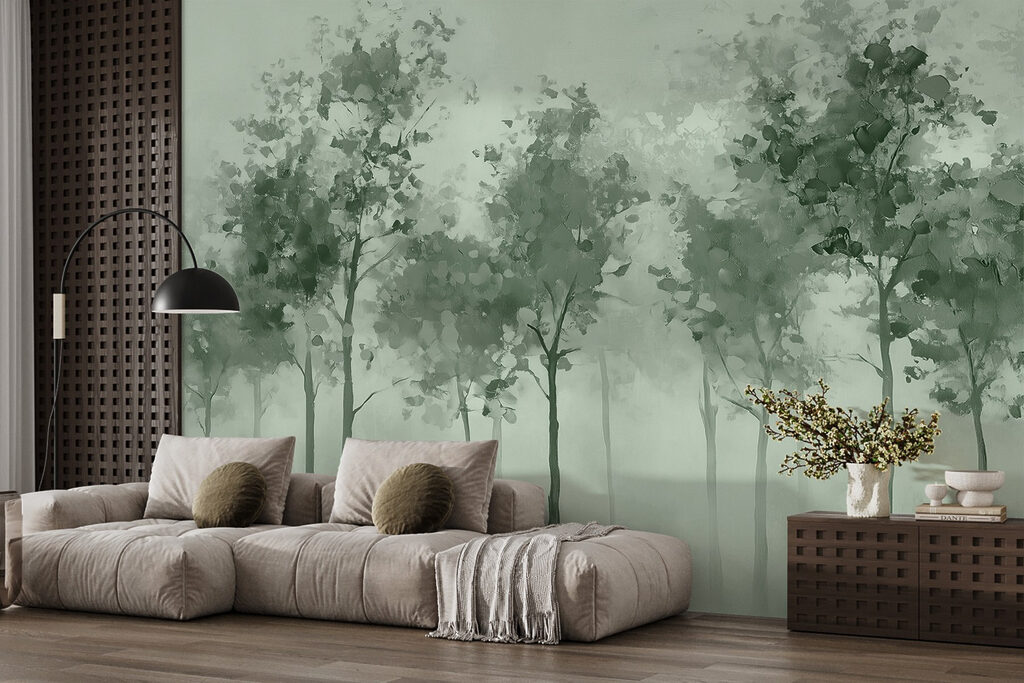 Group of trees in fog Group of trees in fog