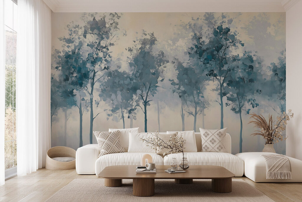 Group of trees in fog