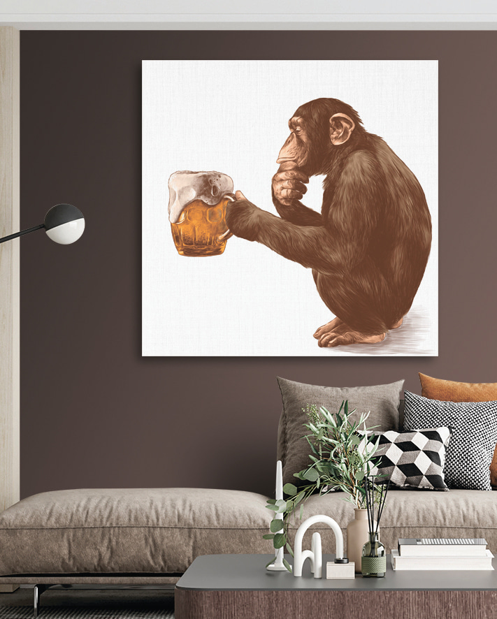 Monkey holding a mug of beer Monkey holding a mug of beer