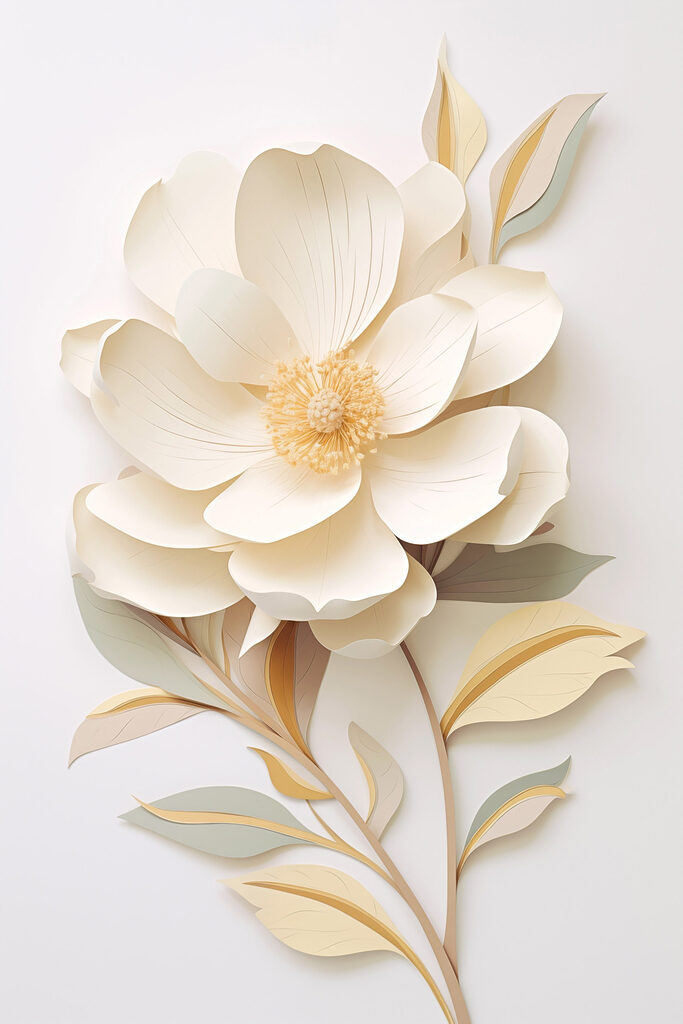 Paper flower with leaves