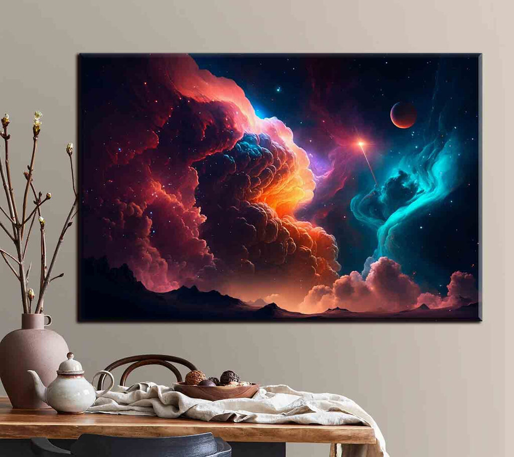 Colorful clouds and stars