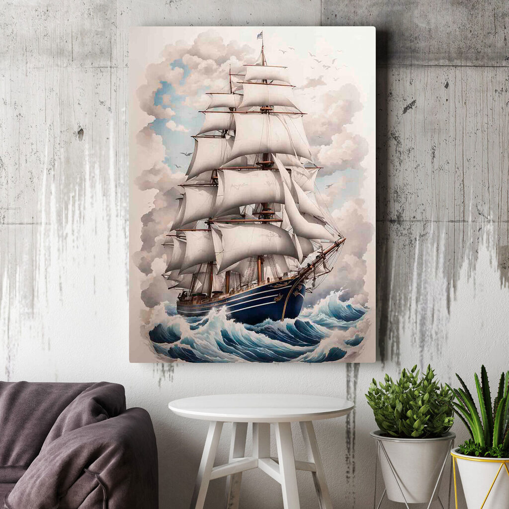 Painting of a ship in the ocean Painting of a ship in the ocean