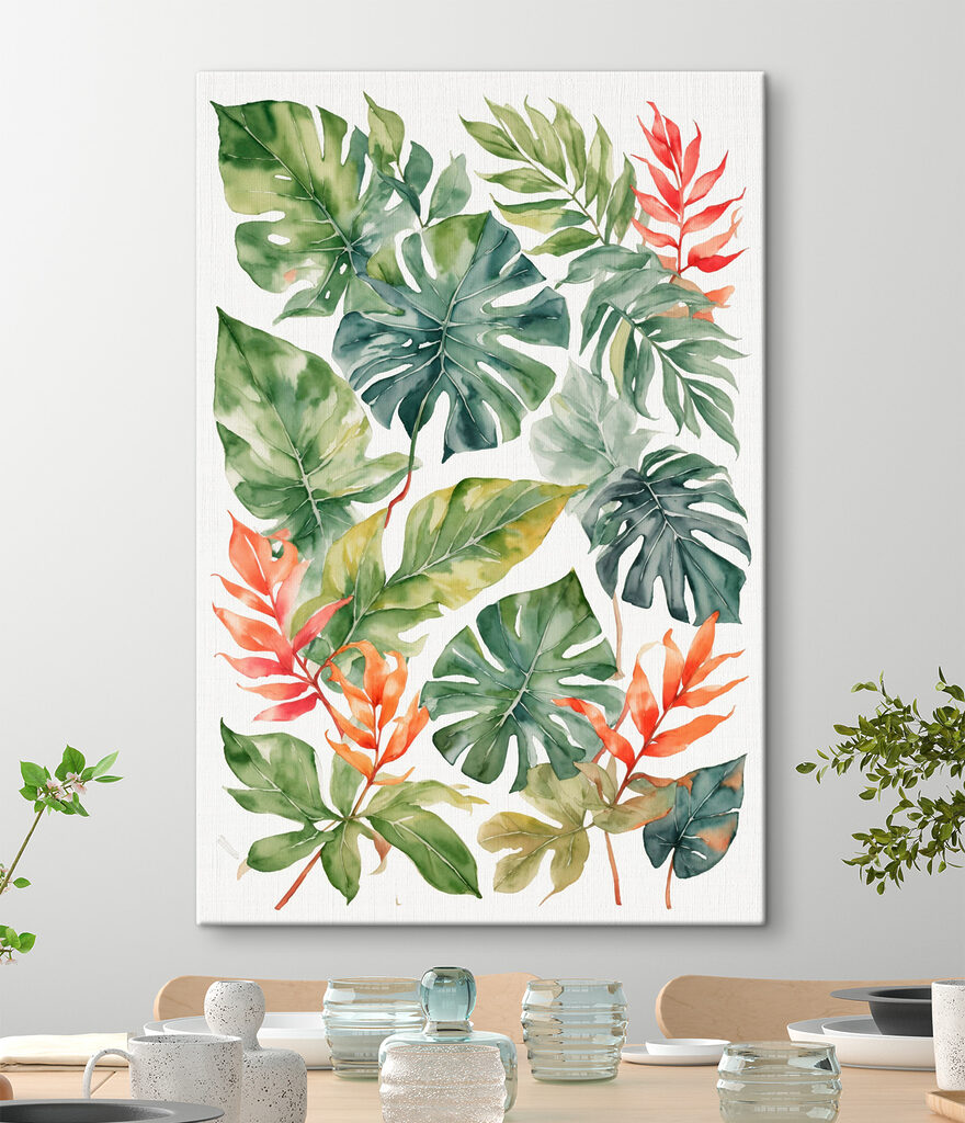 Group of green and orange leaves Group of green and orange leaves