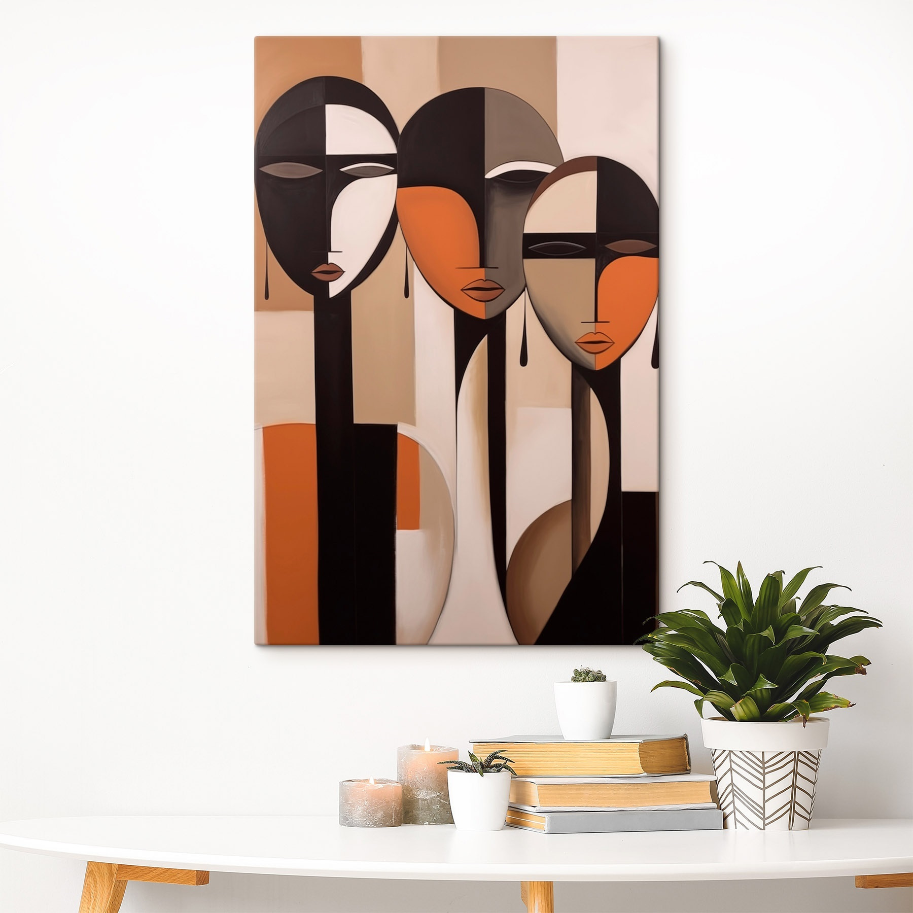 Group of people's faces painted on a wall