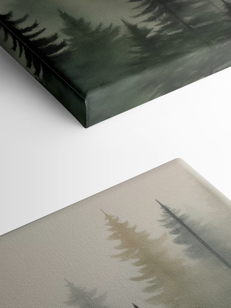 Foggy forest with trees Foggy forest with trees