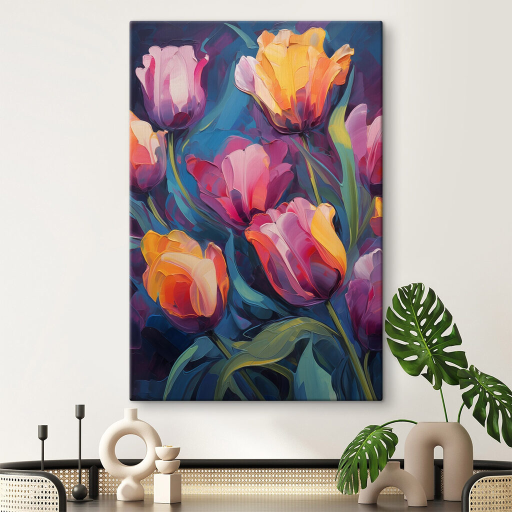 Painting of flowers on a blue background Painting of flowers on a blue background