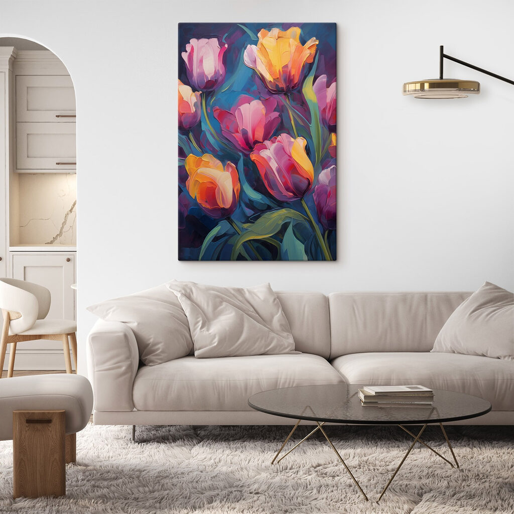 Painting of flowers on a blue background Painting of flowers on a blue background