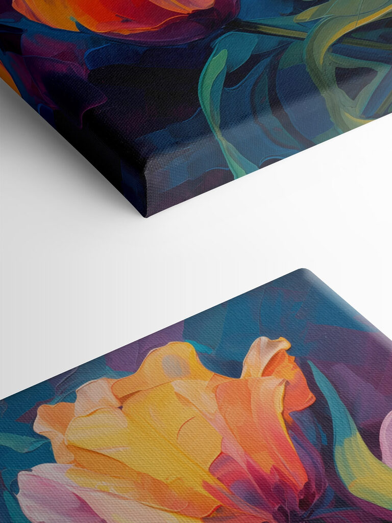 Painting of flowers on a blue background Painting of flowers on a blue background