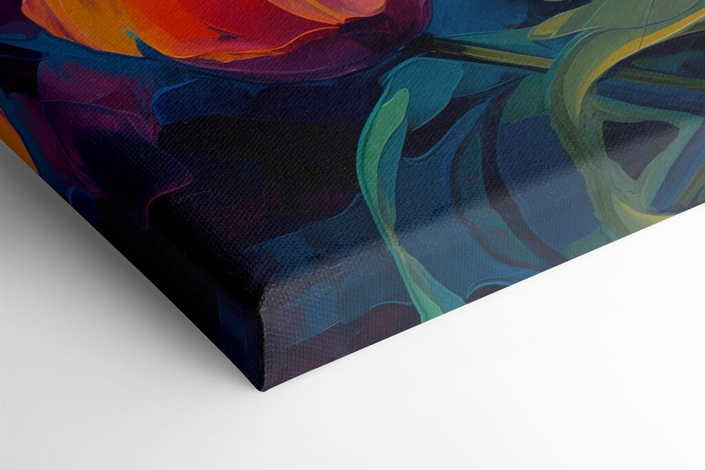 Painting of flowers on a blue background Painting of flowers on a blue background